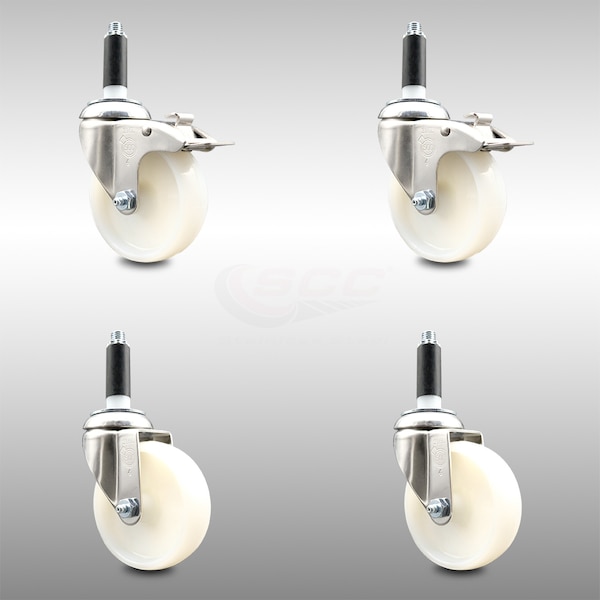 Service Caster 4 Inch 316SS Nylon Swivel 7/8 Inch Expanding Stem Caster Lock Brake SCC, 2PK SCC-SS316TTLEX20S414-NYS-2-S-2-78 - main